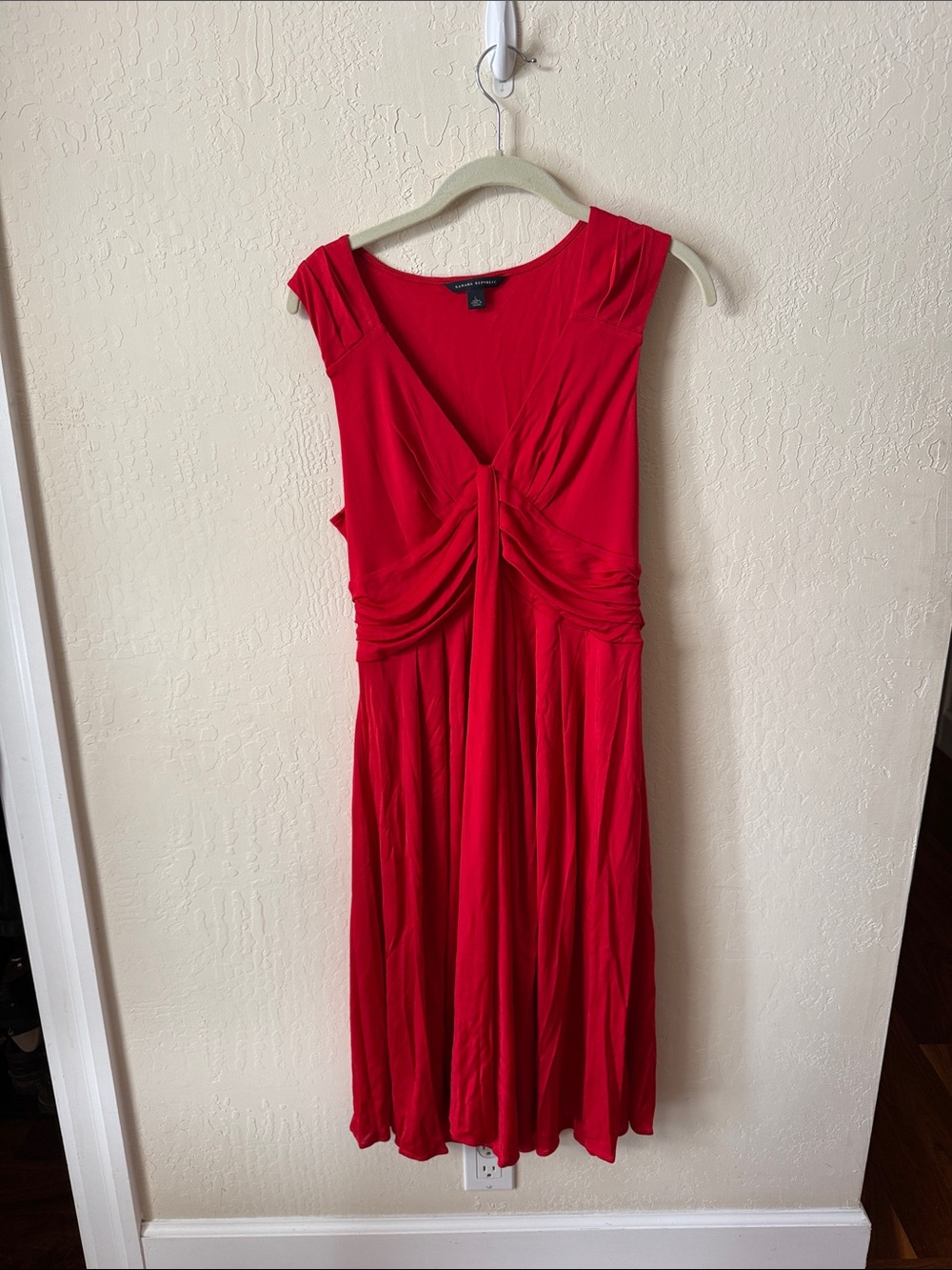 Banana Republic Red Knot-Front Midi Dress